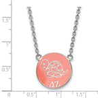 Sterling Silver Rhodium-plated LogoArt Delta Zeta Sorority Symbol Large Color Enamel Pendant 18 inch Necklace
