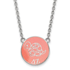 Sterling Silver Rhodium-plated LogoArt Delta Zeta Sorority Symbol Large Color Enamel Pendant 18 inch Necklace