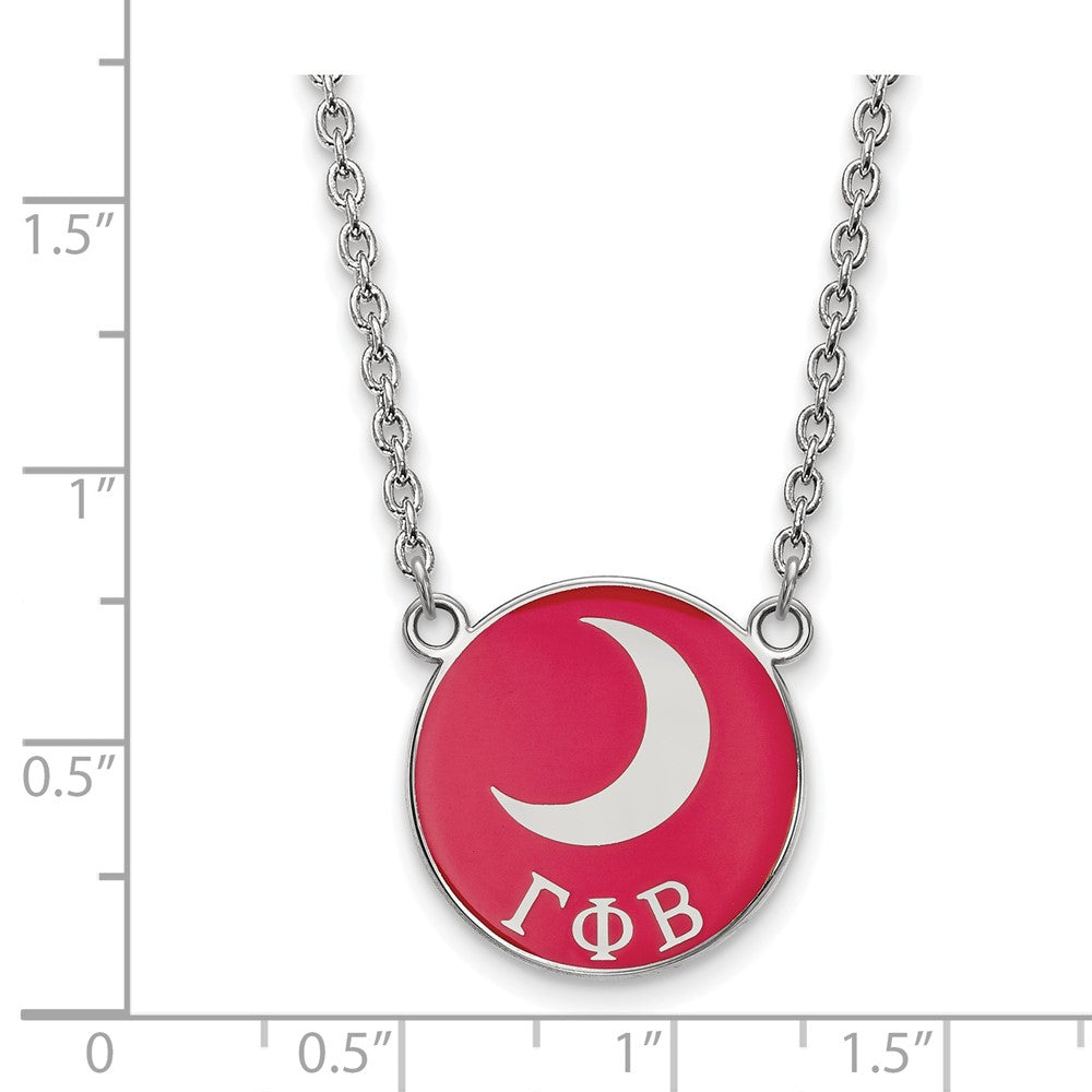 Sterling Silver Rhodium-plated LogoArt Gamma Phi Beta Sorority Symbol Large Color Enamel Pendant 18 inch Necklace