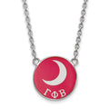 Sterling Silver Rhodium-plated LogoArt Gamma Phi Beta Sorority Symbol Large Color Enamel Pendant 18 inch Necklace