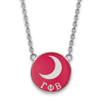 Sterling Silver Rhodium-plated LogoArt Gamma Phi Beta Sorority Symbol Large Color Enamel Pendant 18 inch Necklace