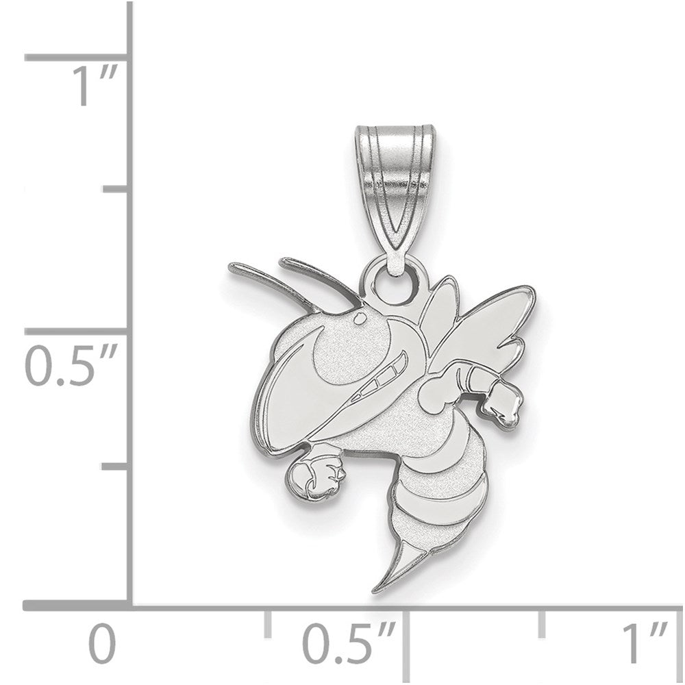 Sterling Silver Rhodium-plated LogoArt Georgia Institute of Technology Yellow Jacket Medium Pendant