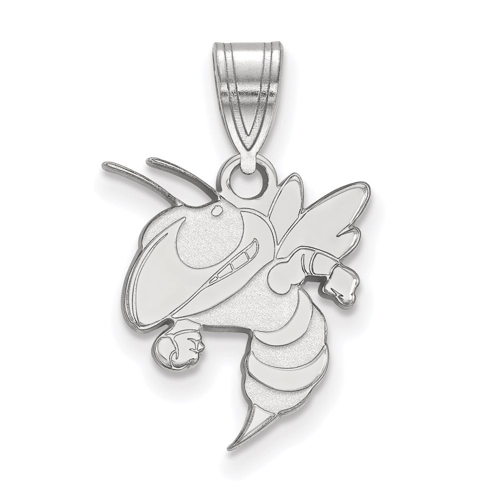 Sterling Silver Rhodium-plated LogoArt Georgia Institute of Technology Yellow Jacket Medium Pendant
