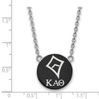 Sterling Silver Rhodium-plated LogoArt Kappa Alpha Theta Sorority Symbol Large Color Enamel Pendant 18 inch Necklace