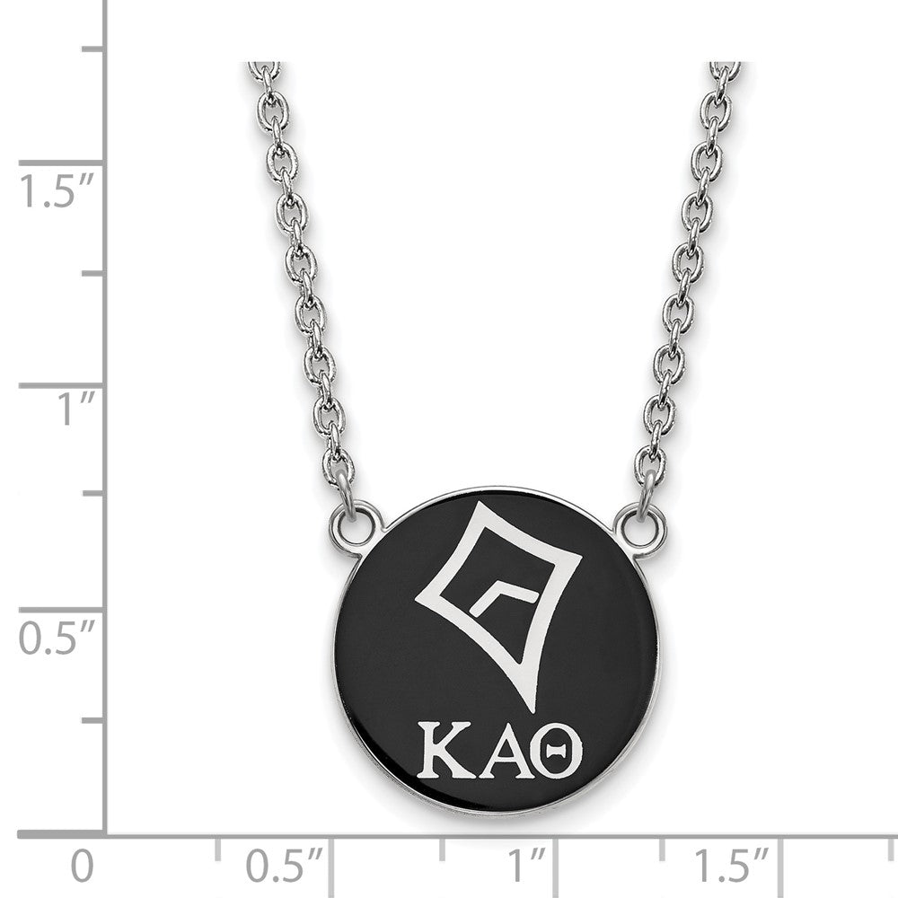 Sterling Silver Rhodium-plated LogoArt Kappa Alpha Theta Sorority Symbol Large Color Enamel Pendant 18 inch Necklace
