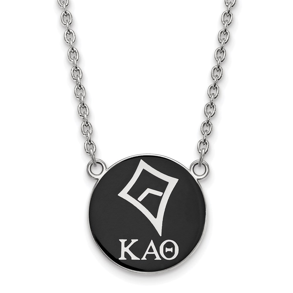 Sterling Silver Rhodium-plated LogoArt Kappa Alpha Theta Sorority Symbol Large Color Enamel Pendant 18 inch Necklace