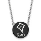 Sterling Silver Rhodium-plated LogoArt Kappa Alpha Theta Sorority Symbol Large Color Enamel Pendant 18 inch Necklace