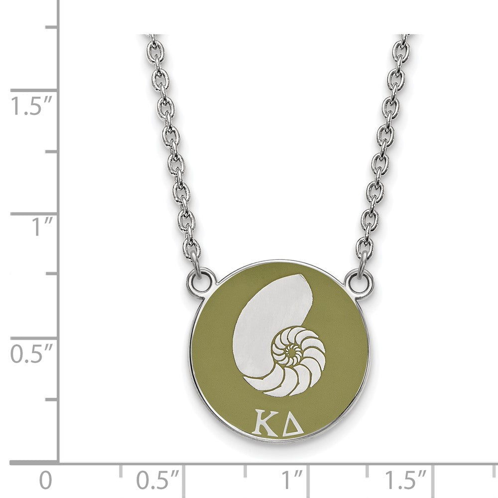 Sterling Silver Rhodium-plated LogoArt Kappa Delta Sorority Symbol Large Color Enamel Pendant 18 inch Necklace