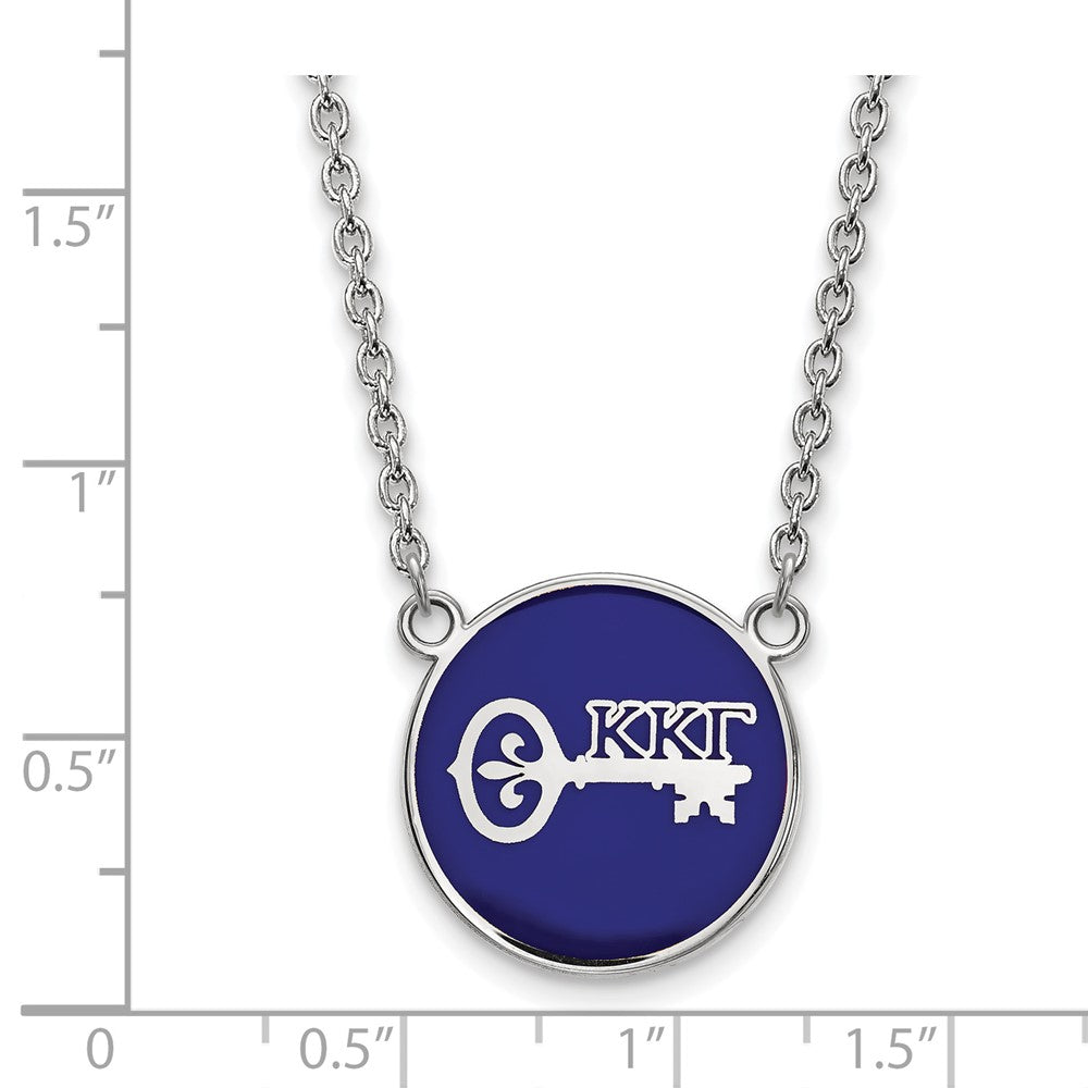 Sterling Silver Rhodium-plated LogoArt Kappa Kappa Gamma Sorority Symbol Large Color Enamel Pendant 18 inch Necklace