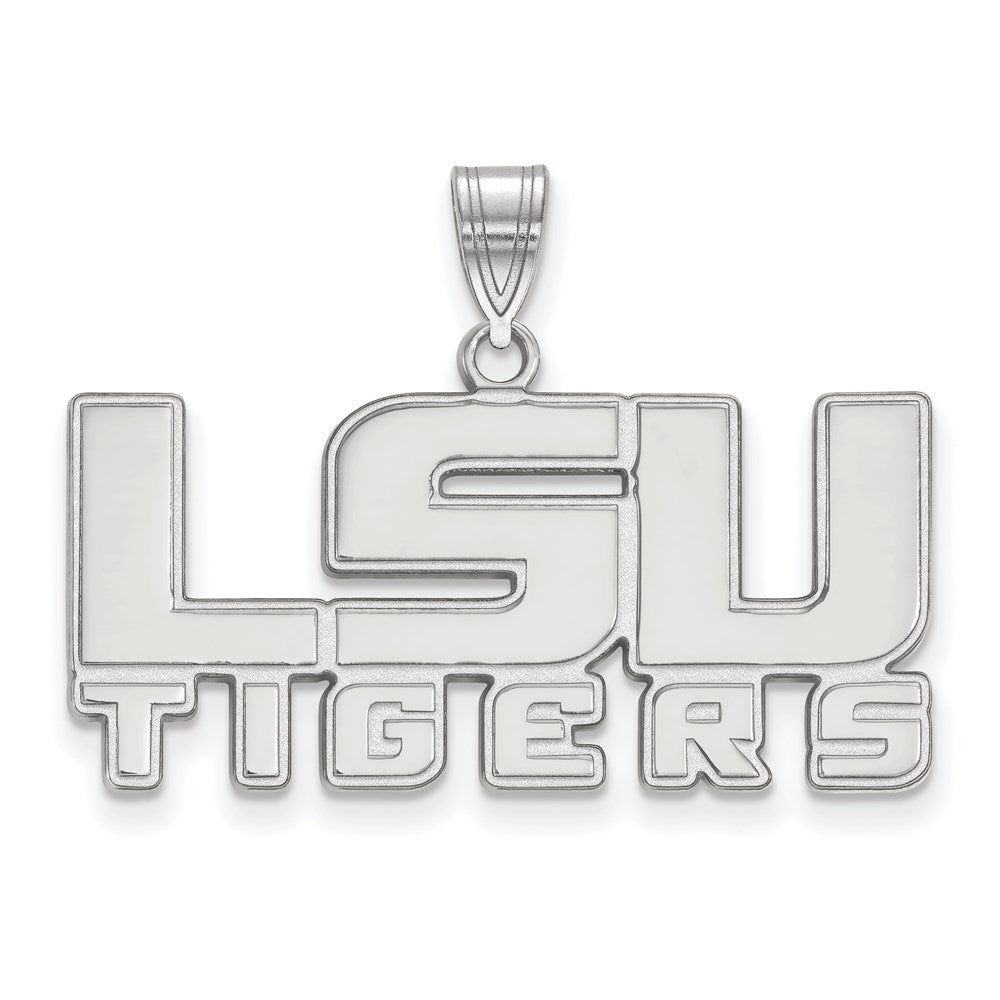 14k White Gold LogoArt Louisiana State University L-S-U Tigers Medium Pendant