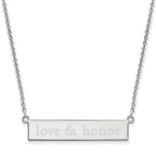 Sterling Silver Rhodium-plated LogoArt Miami University Ohio Small Bar 18 inch Necklace