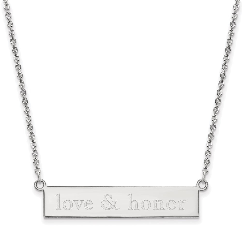 Sterling Silver Rhodium-plated LogoArt Miami University Ohio Small Bar 18 inch Necklace