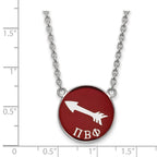 Sterling Silver Rhodium-plated LogoArt Pi Beta Phi Sorority Symbol Large Color Enamel Pendant 18 inch Necklace
