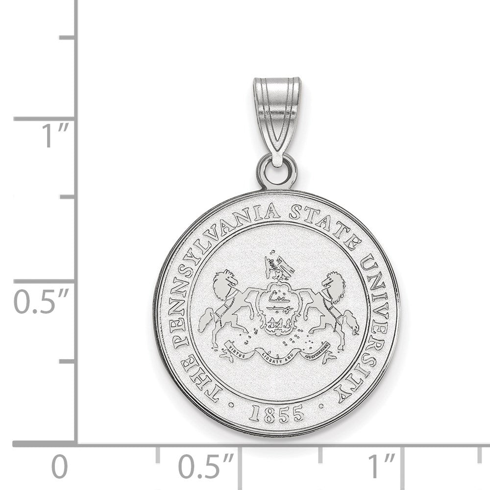 Sterling Silver Rhodium-plated LogoArt Penn State University Large Crest Pendant