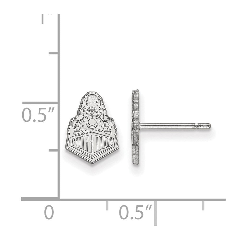Sterling Silver Rhodium-plated LogoArt Purdue University Boilermakers Train Logo Extra Small Post Earrings