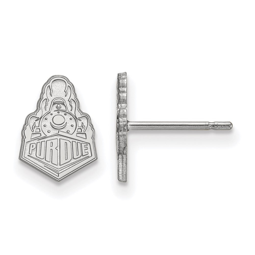 Sterling Silver Rhodium-plated LogoArt Purdue University Boilermakers Train Logo Extra Small Post Earrings