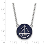 Sterling Silver Rhodium-plated LogoArt Sigma Sigma Sigma Sorority Symbol Large Color Enamel Pendant 18 inch Necklace