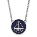 Sterling Silver Rhodium-plated LogoArt Sigma Sigma Sigma Sorority Symbol Large Color Enamel Pendant 18 inch Necklace