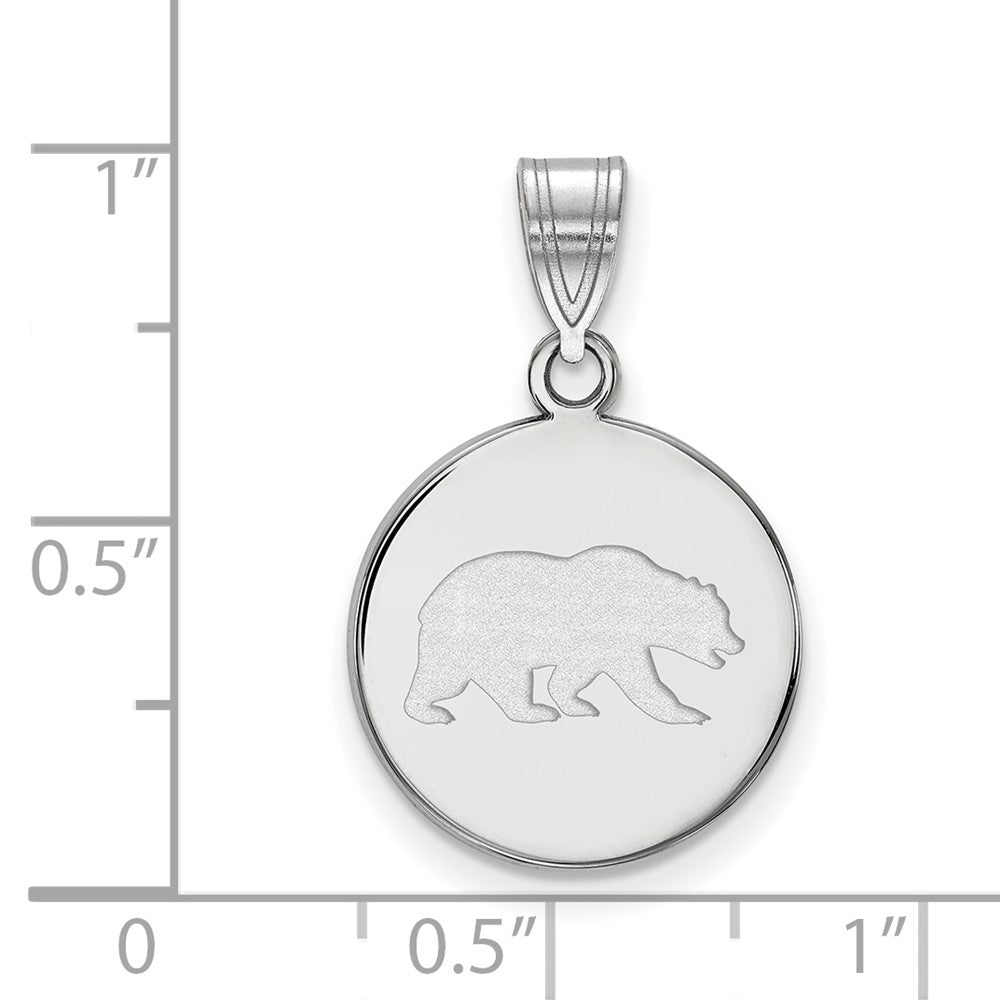 Sterling Silver Rhodium-plated LogoArt University of California Berkeley Bear Medium Disc Pendant