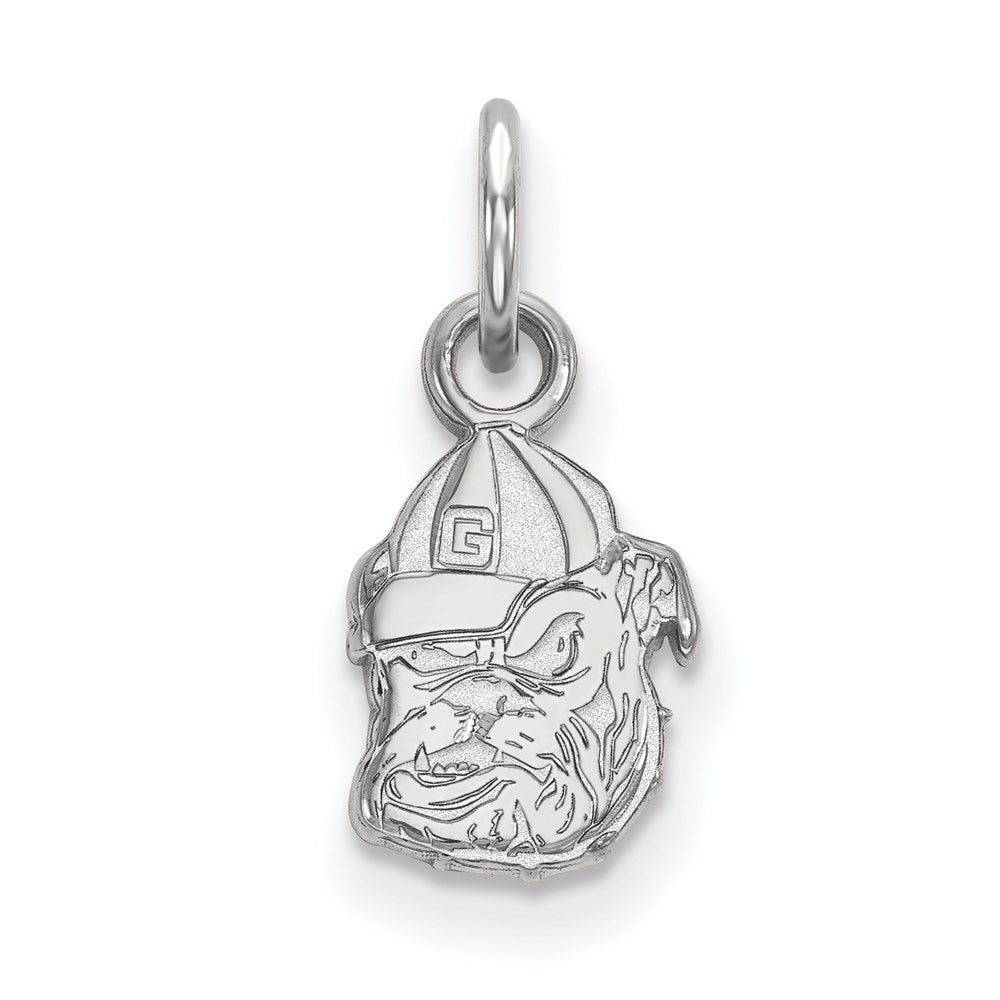 Sterling Silver Rhodium-plated LogoArt University of Georgia Bulldog Extra Small Pendant