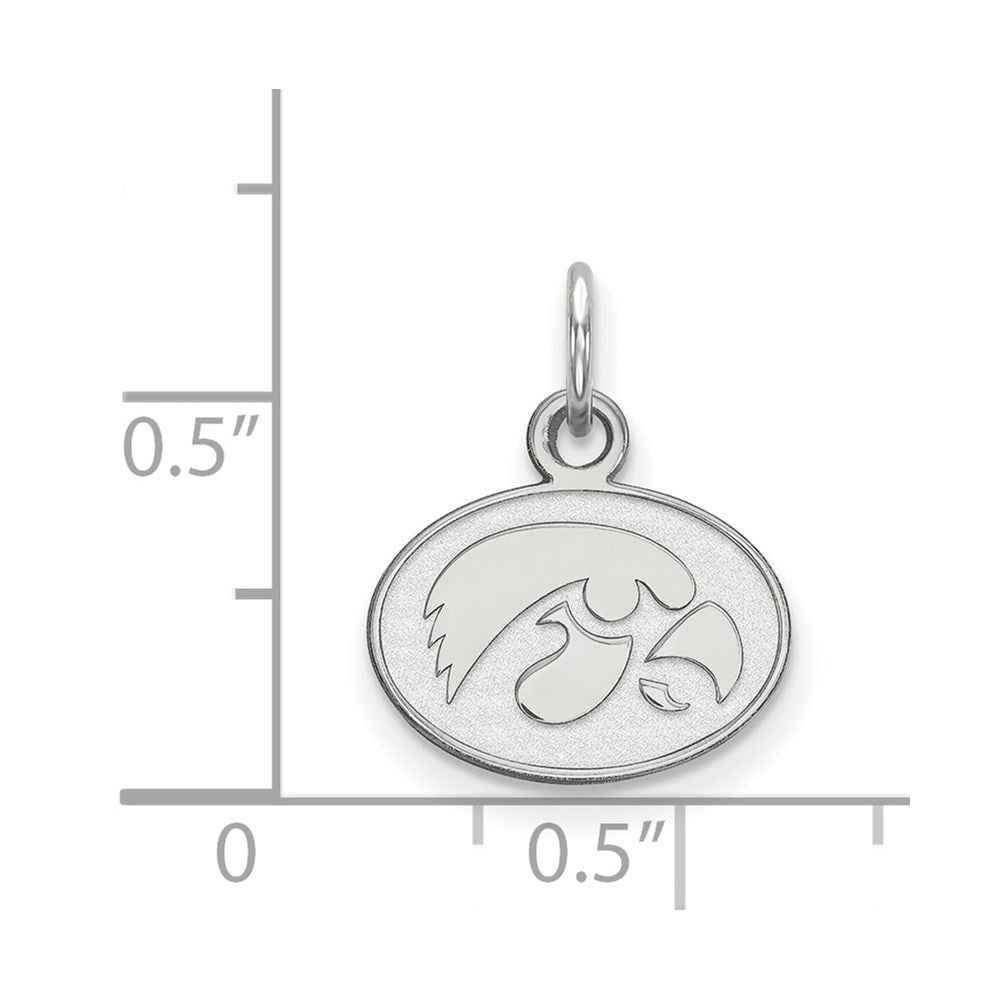 Sterling Silver Rhodium-plated LogoArt University of Iowa Hawk Extra Small Oval Pendant