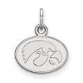 14k White Gold LogoArt University of Iowa Hawk Extra Small Oval Pendant
