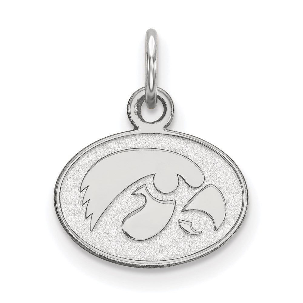10k White Gold LogoArt University of Iowa Hawk Extra Small Oval Pendant