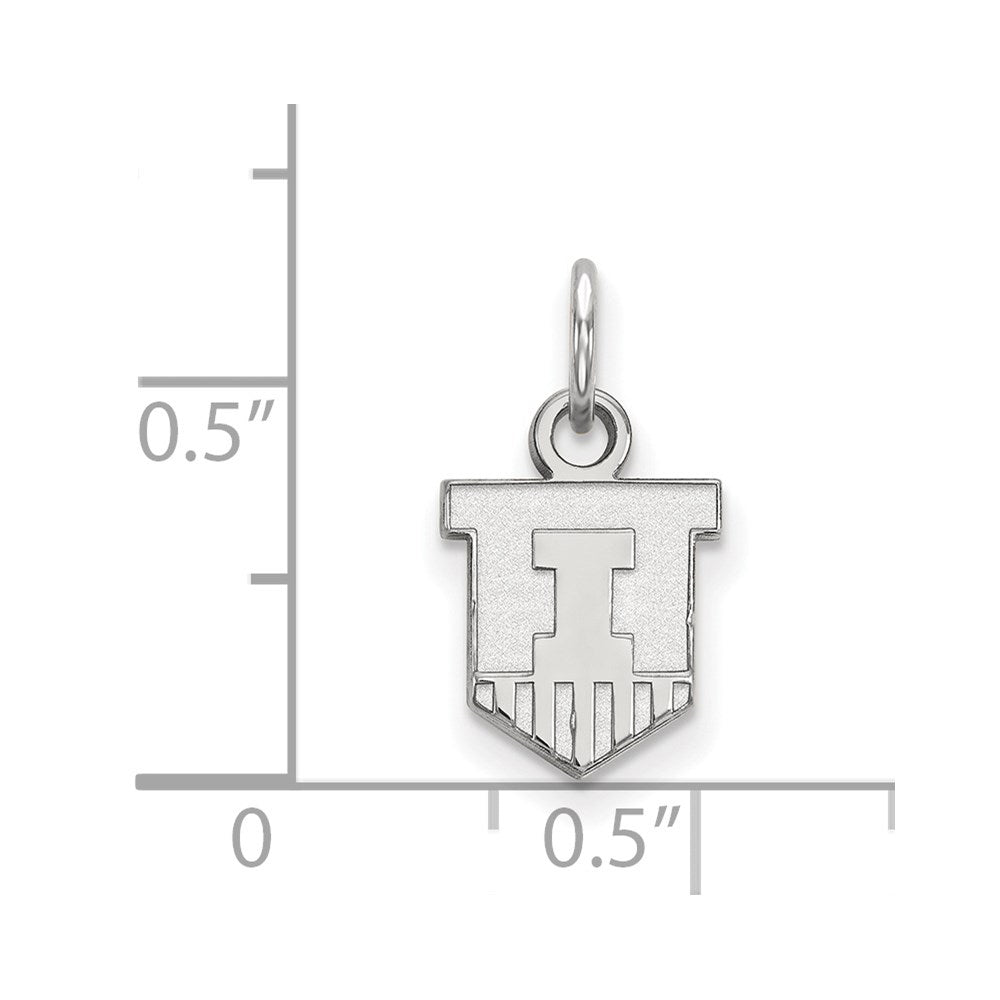 14k White Gold LogoArt University of Illinois Victory Badge Extra Small Pendant