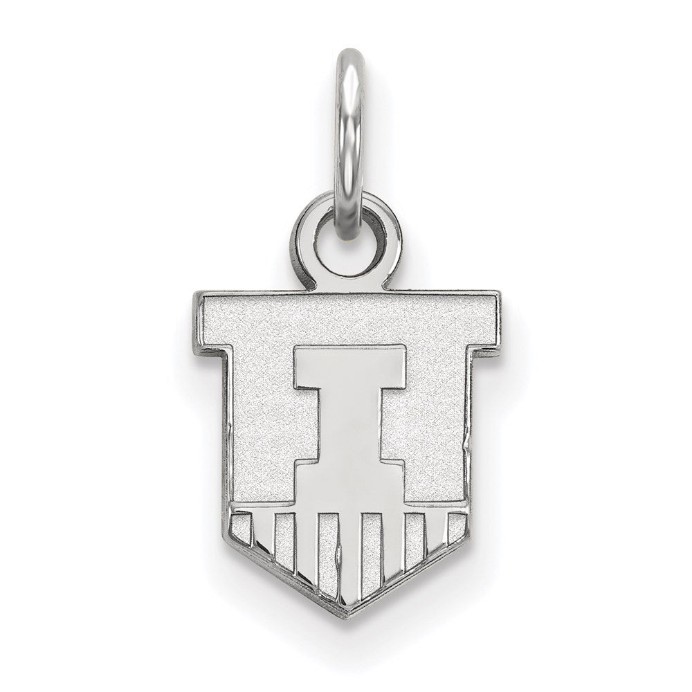 Sterling Silver Rhodium-plated LogoArt University of Illinois Victory Badge Extra Small Pendant