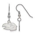 Sterling Silver Rhodium-plated LogoArt University of Kansas Jayhawk Extra Small Dangle Wire Earrings