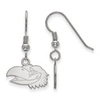 Sterling Silver Rhodium-plated LogoArt University of Kansas Jayhawk Extra Small Dangle Wire Earrings
