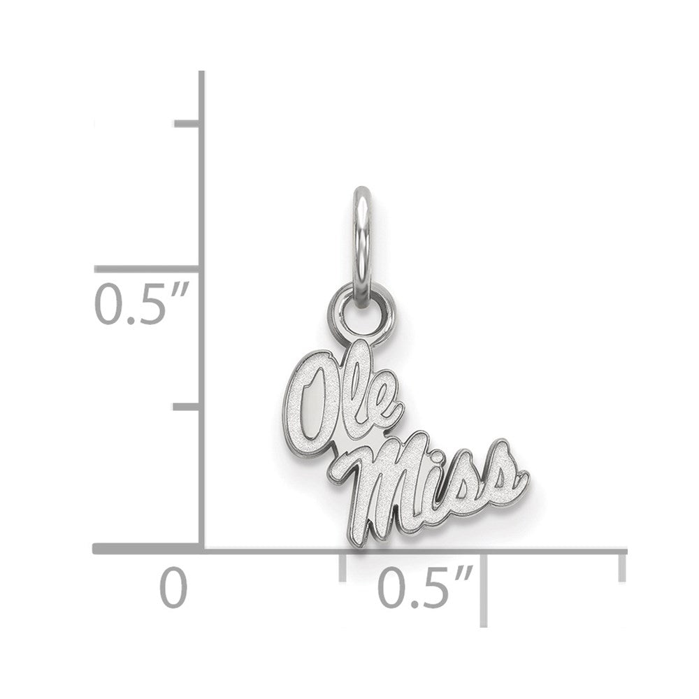 Sterling Silver Rhodium-plated LogoArt University of Mississippi Ole Miss Extra Small Pendant