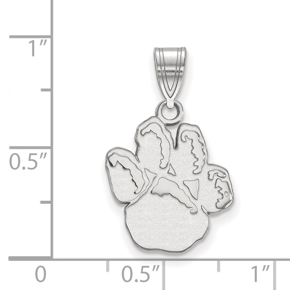 Sterling Silver Rhodium-plated LogoArt University of Pittsburgh Panther Paw Medium Pendant
