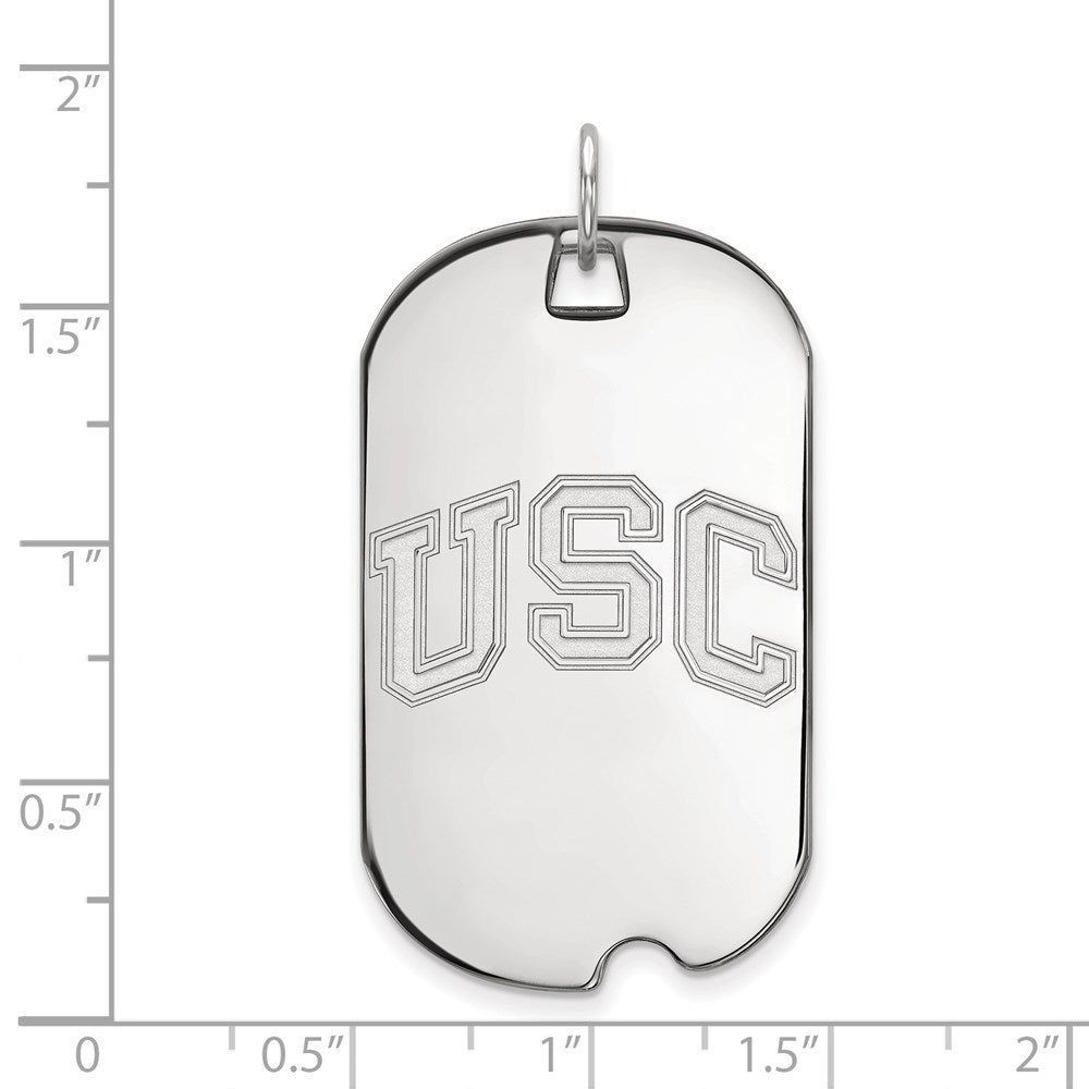 14k White Gold University of Southern California U-S-C Large Dog Tag Pendant