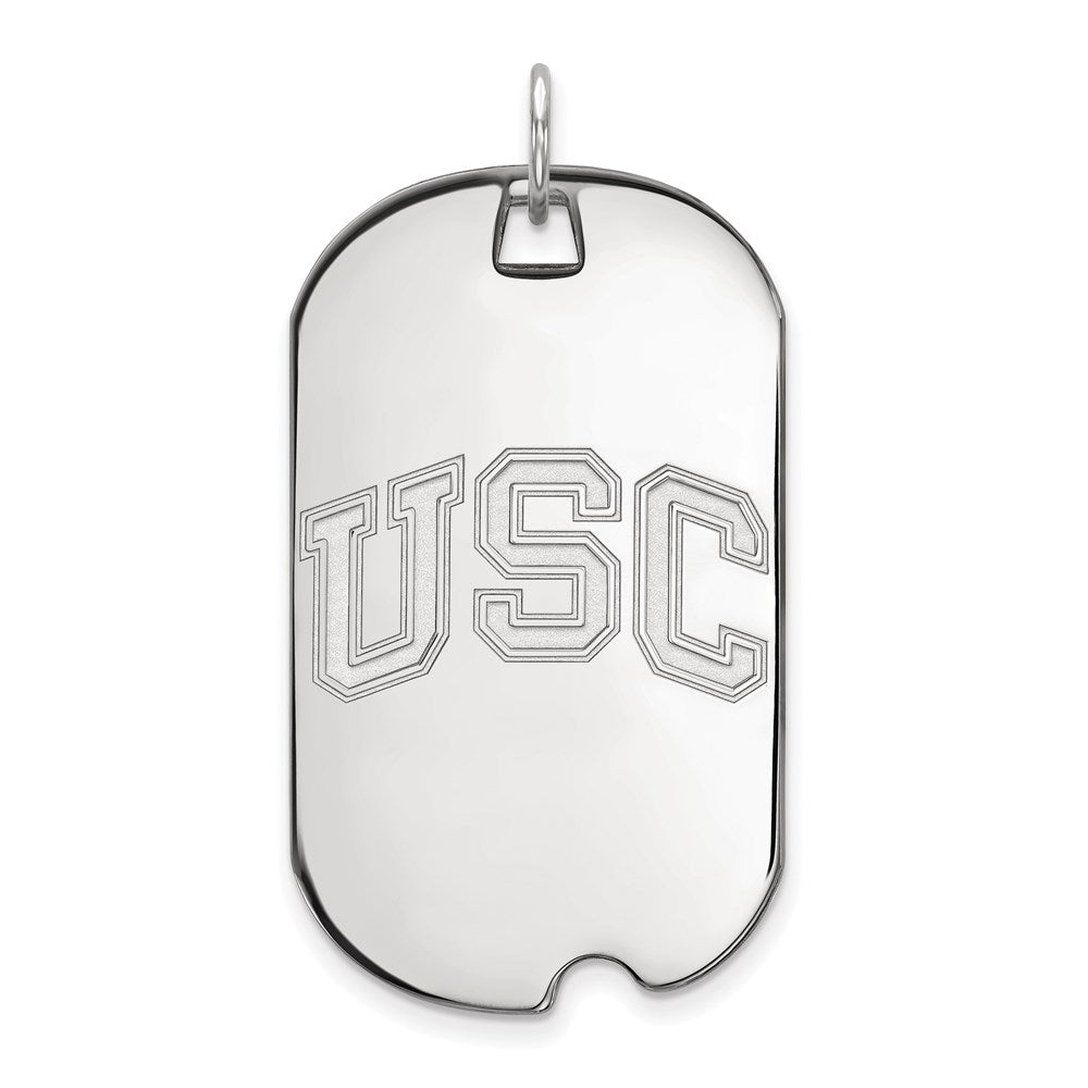 10k White Gold University of Southern California U-S-C Large Dog Tag Pendant