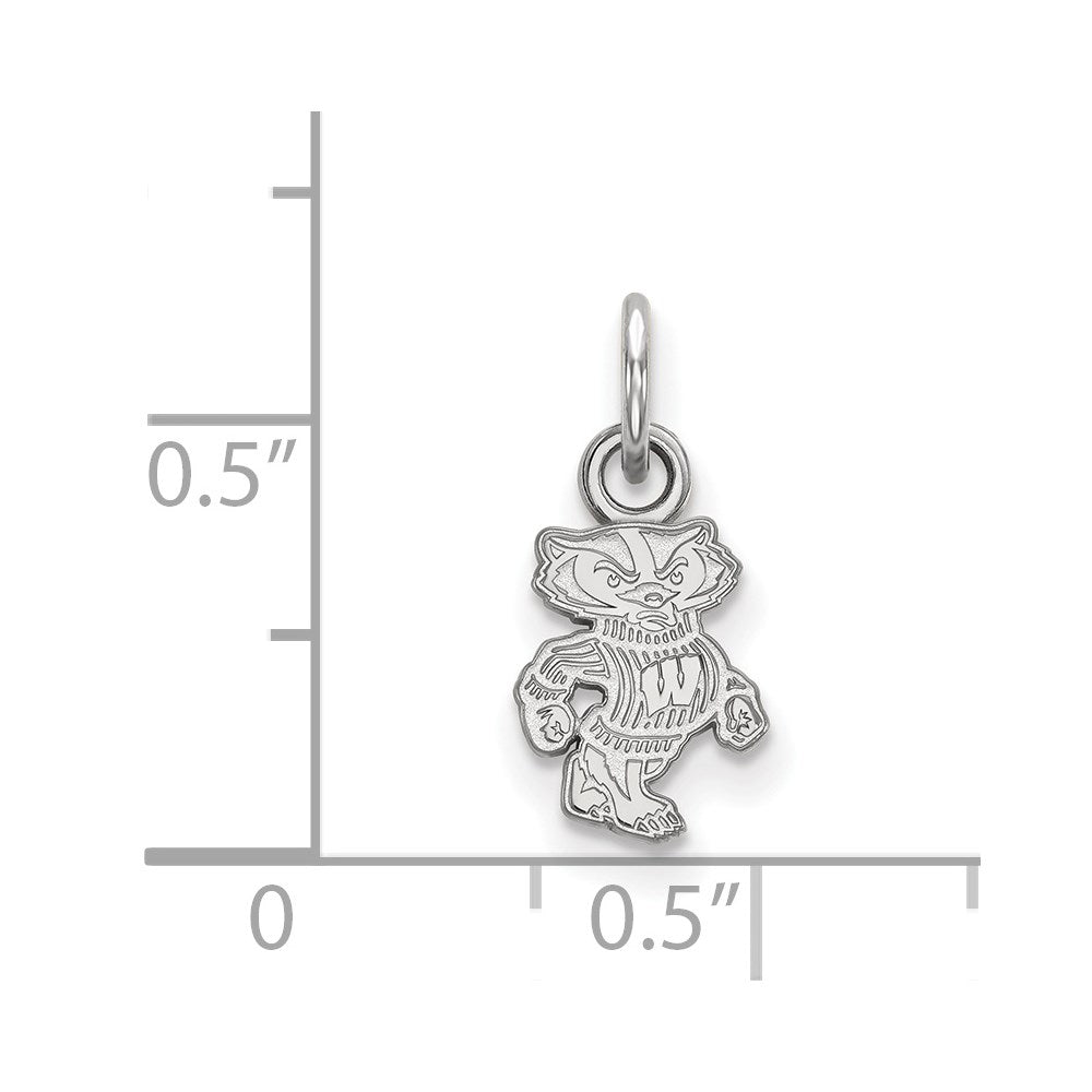 10k White Gold LogoArt University of Wisconsin Badger Extra Small Pendant