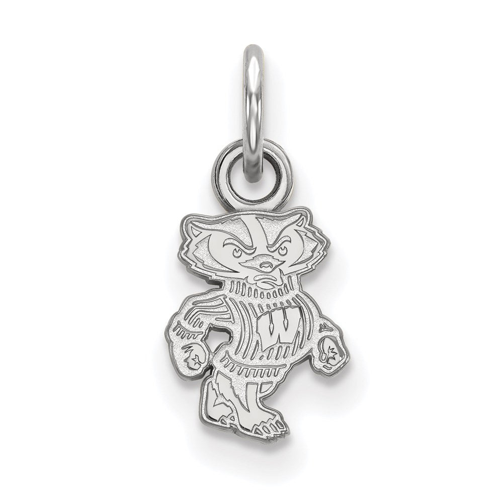 14k White Gold LogoArt University of Wisconsin Badger Extra Small Pendant