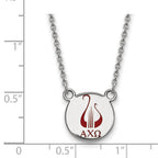 Sterling Silver Rhodium-plated LogoArt Alpha Chi Omega Sorority Symbol Small Color Enamel Pendant 18 inch Necklace