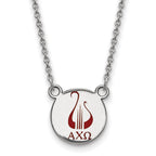 Sterling Silver Rhodium-plated LogoArt Alpha Chi Omega Sorority Symbol Small Color Enamel Pendant 18 inch Necklace