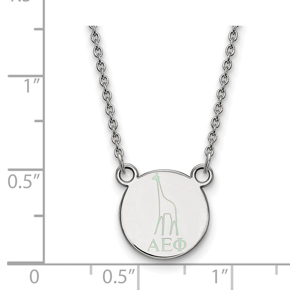 Sterling Silver Rhodium-plated LogoArt Alpha Epsilon Phi Sorority Symbol Extra Small Color Enamel Pendant 18 inch Necklace