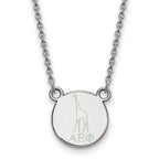 Sterling Silver Rhodium-plated LogoArt Alpha Epsilon Phi Sorority Symbol Extra Small Color Enamel Pendant 18 inch Necklace