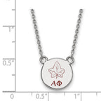 Sterling Silver Rhodium-plated LogoArt Alpha Phi Sorority Symbol Small Color Enamel Pendant 18 inch Necklace