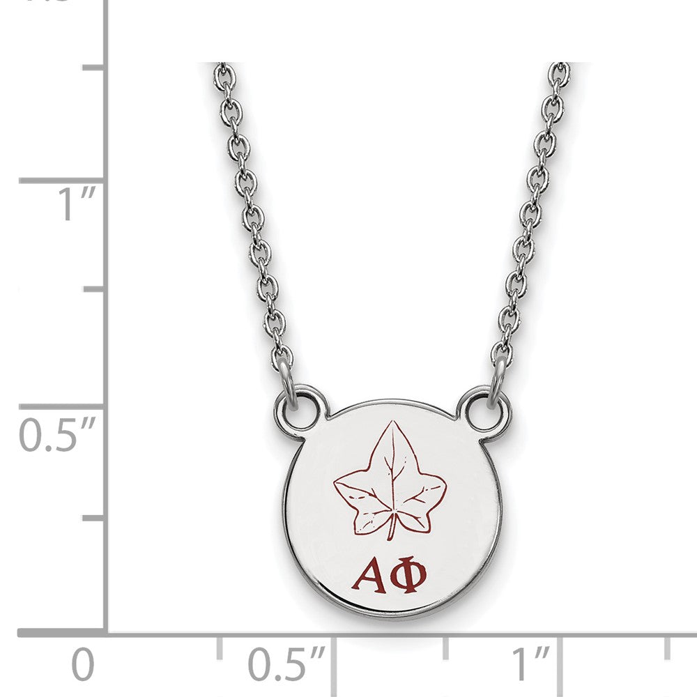 Sterling Silver Rhodium-plated LogoArt Alpha Phi Sorority Symbol Small Color Enamel Pendant 18 inch Necklace