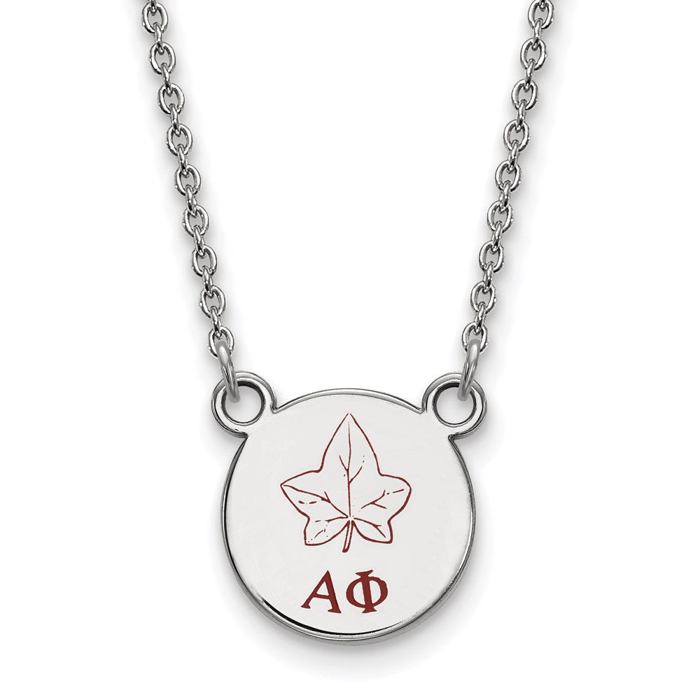 Sterling Silver Rhodium-plated LogoArt Alpha Phi Sorority Symbol Small Color Enamel Pendant 18 inch Necklace