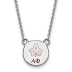 Sterling Silver Rhodium-plated LogoArt Alpha Phi Sorority Symbol Small Color Enamel Pendant 18 inch Necklace