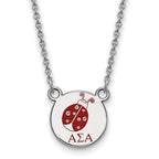 Sterling Silver Rhodium-plated LogoArt Alpha Sigma Alpha Sorority Symbol Small Color Enamel Pendant 18 inch Necklace