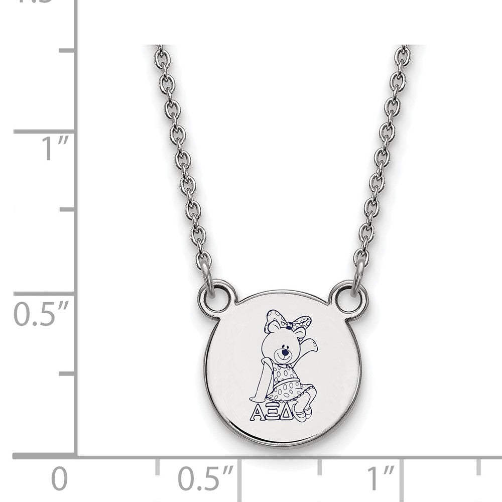 Sterling Silver Rhodium-plated LogoArt Alpha Xi Delta Sorority Symbol Small Color Enamel Pendant 18 inch Necklace