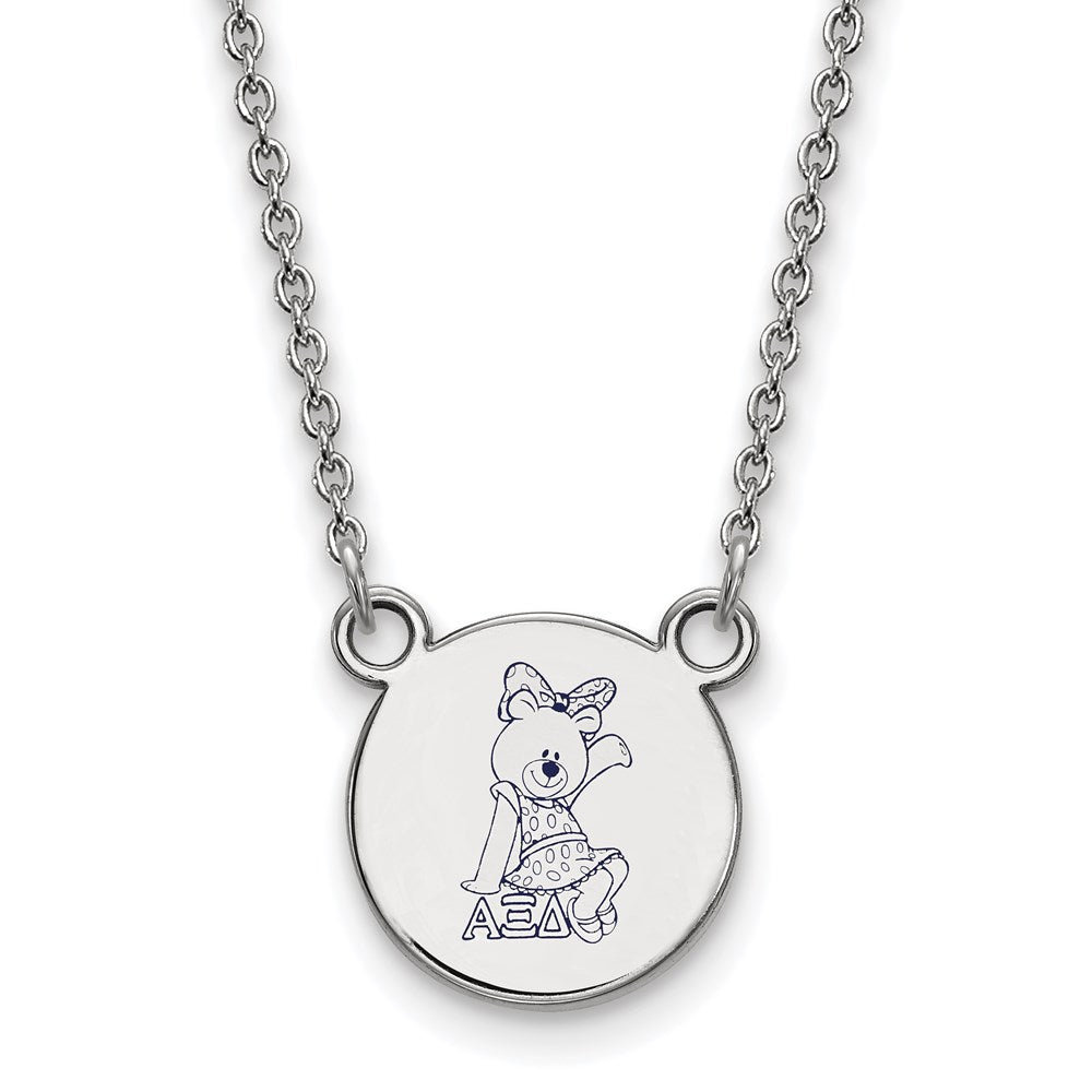 Sterling Silver Rhodium-plated LogoArt Alpha Xi Delta Sorority Symbol Small Color Enamel Pendant 18 inch Necklace