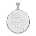 Sterling Silver Rhodium-plated LogoArt Baylor University Bears Extra Large Disc Pendant