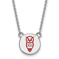 Sterling Silver Rhodium-plated LogoArt Chi Omega Sorority Symbol Small Color Enamel Pendant 18 inch Necklace